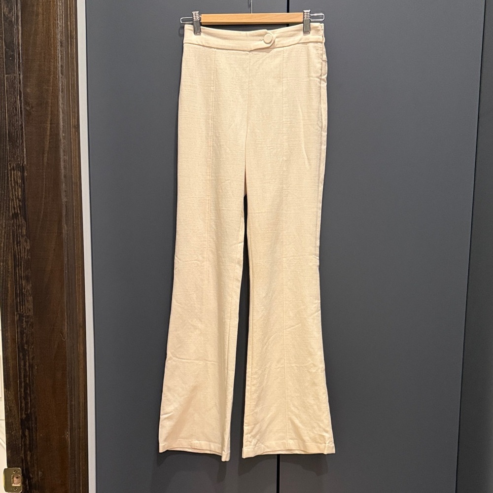 Massimo Dutti Studio Cream Textured Pants